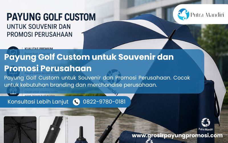 Payung Golf Custom untuk Souvenir dan Promosi Perusahaan