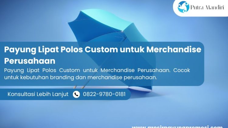 Payung Lipat Polos Custom untuk Merchandise Perusahaan