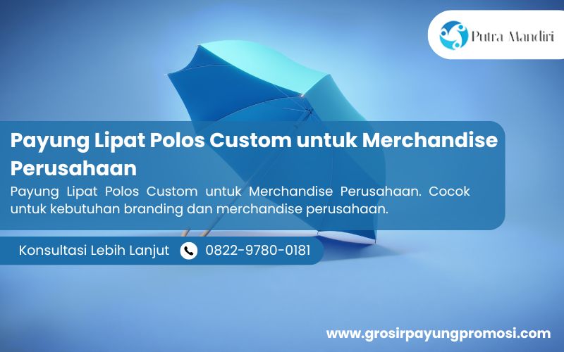 Payung Lipat Polos Custom untuk Merchandise Perusahaan