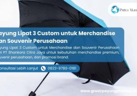 Payung Lipat 3 Custom untuk Merchandise dan Souvenir Perusahaan