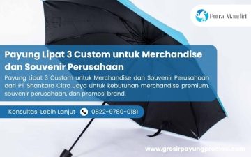 Payung Lipat 3 Custom untuk Merchandise dan Souvenir Perusahaan