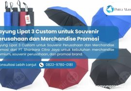 Payung Lipat 3 Custom untuk Souvenir Perusahaan dan Merchandise Promosi
